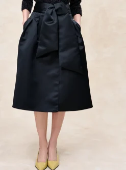 Rok brial glanzend zwart | DELSCHER. Fashion