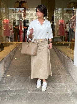 Rok calvin katoen camel | DELSCHER. Fashion