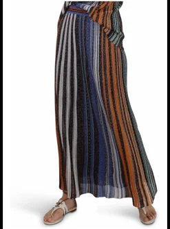 Rok lurex streep multicolor, oranje, zwart, wit | DELSCHER. Fashion