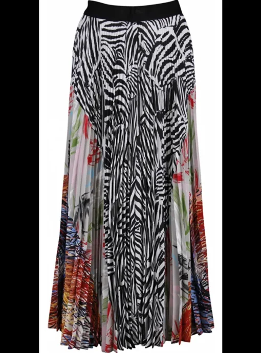 Rok plissé zebra/abstract dessin multicolor | DELSCHER. Fashion