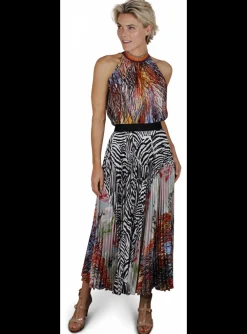 Rok plissé zebra/abstract dessin multicolor | DELSCHER. Fashion