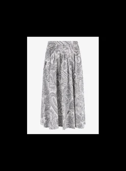 Rok plooi paisley print offwhite blauw | DELSCHER. Fashion