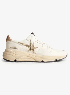 running sole sneaker wit goud beige | DELSCHER. Fashion