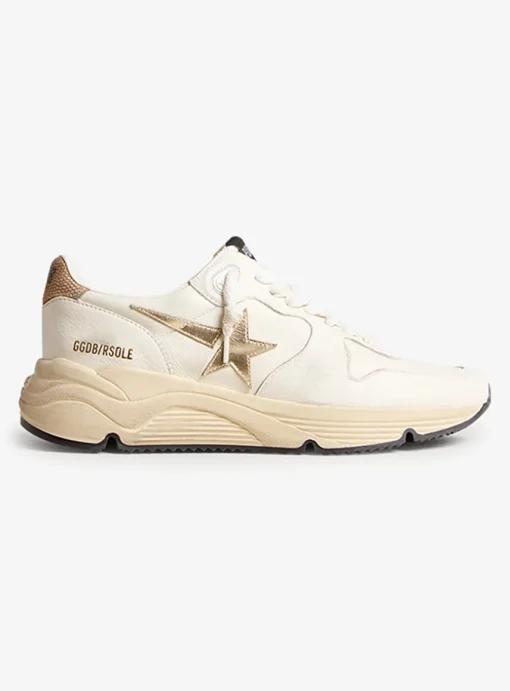 running sole sneaker wit goud beige | DELSCHER. Fashion