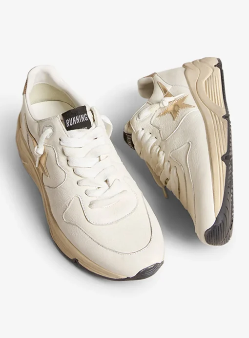 running sole sneaker wit goud beige | DELSCHER. Fashion