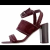 Sandalette suede, leder bordeaux | DELSCHER. Fashion