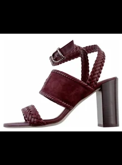 Sandalette suede, leder bordeaux | DELSCHER. Fashion