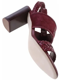 Sandalette suede, leder bordeaux | DELSCHER. Fashion