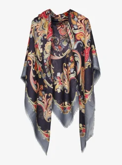 Shawl bloemdessin marine multicolor | DELSCHER. Fashion