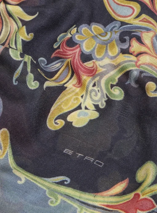 Shawl bloemdessin marine multicolor | DELSCHER. Fashion
