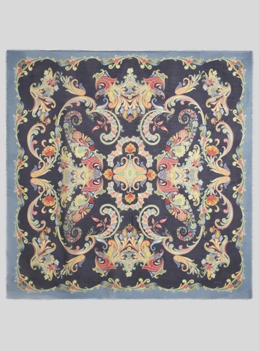 Shawl bloemdessin marine multicolor | DELSCHER. Fashion