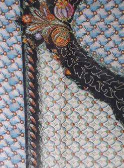 Shawl bloemen dessin blauw zwart | DELSCHER. Fashion