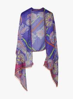 Shawl cashmere lavendel blauw multicolor | DELSCHER. Fashion