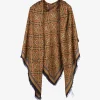 Shawl dessin zwart cognac | DELSCHER. Fashion