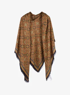 Shawl dessin zwart cognac | DELSCHER. Fashion