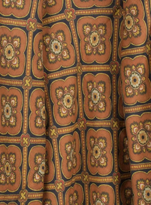Shawl dessin zwart cognac | DELSCHER. Fashion