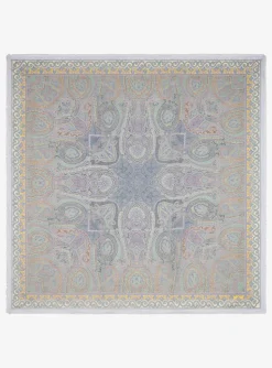 Shawl lichtblauw met multi color dessin | DELSCHER. Fashion