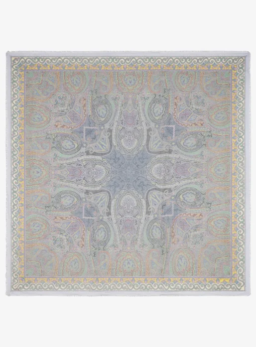 Shawl lichtblauw met multi color dessin | DELSCHER. Fashion