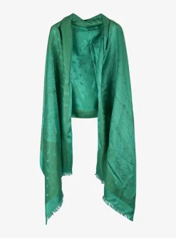 Shawl logo paisley print groen | DELSCHER. Fashion