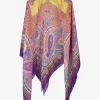 Shawl paisley cashmere paars geel | DELSCHER. Fashion