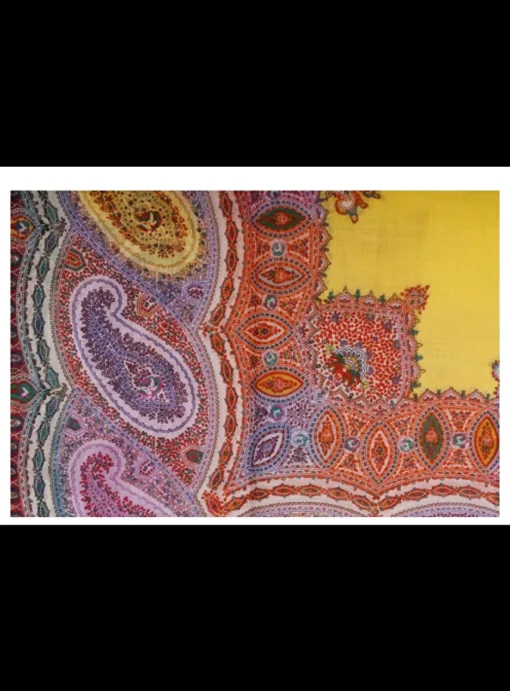 Shawl paisley cashmere paars geel | DELSCHER. Fashion