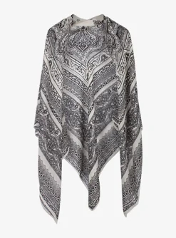 Shawl paisley dessin zwart, licht taupebeige | DELSCHER. Fashion