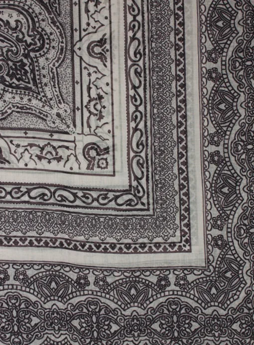 Shawl paisley dessin zwart, licht taupebeige | DELSCHER. Fashion