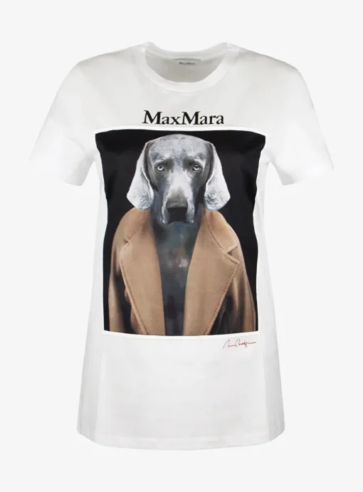 Shirt cipria wit met hond | DELSCHER. Fashion