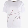 Shirt handschrift print beige wit | DELSCHER. Fashion