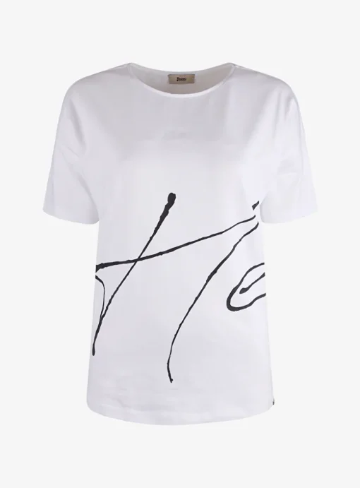 Shirt handschrift print zwart wit | DELSCHER. Fashion