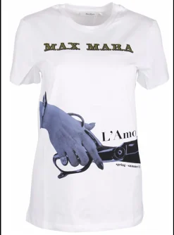 Shirt logo print wit blauw | DELSCHER. Fashion