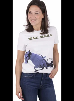 Shirt logo print wit blauw | DELSCHER. Fashion