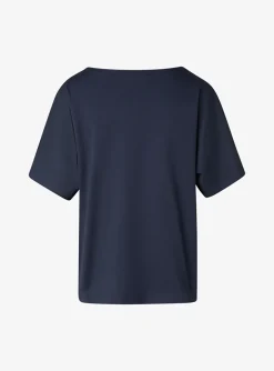 Shirt marine met print zee en zeilbootjes | DELSCHER. Fashion