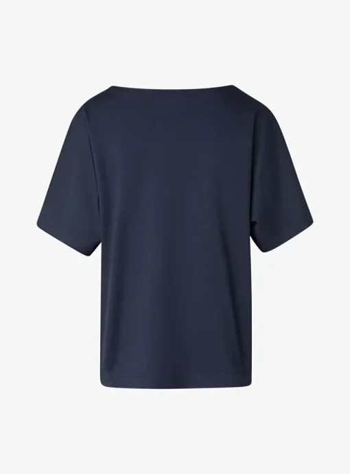 Shirt marine met print zee en zeilbootjes | DELSCHER. Fashion
