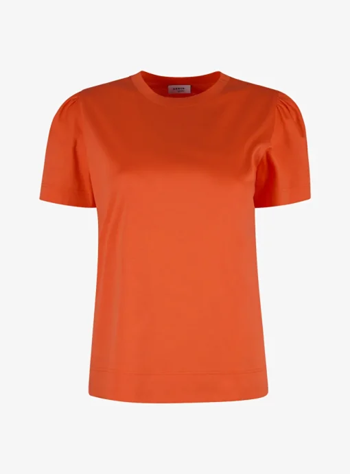 Shirt oranje met pofmouw | DELSCHER. Fashion
