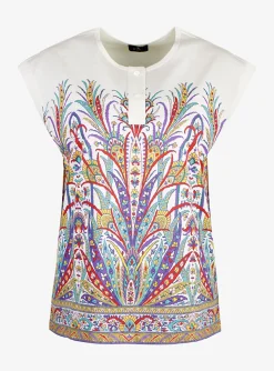 Shirt print groen multicolor | DELSCHER. Fashion