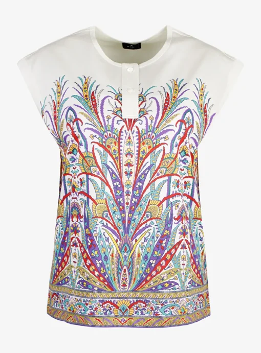 Shirt print groen multicolor | DELSCHER. Fashion