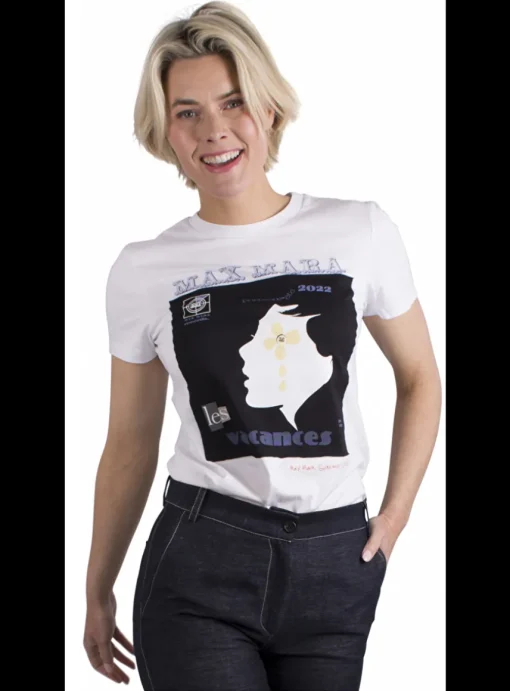Shirt print lavendel blauw zwart wit | DELSCHER. Fashion