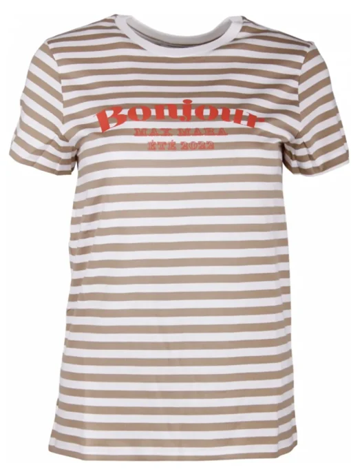 Shirt streep logo camel offwhite | DELSCHER. Fashion
