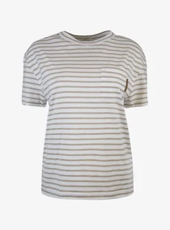 Shirt streep wit beige | DELSCHER. Fashion