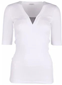 Shirt v-hals wit zilverglitter | DELSCHER. Fashion