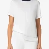 Shirt wit met marine stiksels | DELSCHER. Fashion