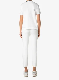 Shirt wit met marine stiksels | DELSCHER. Fashion