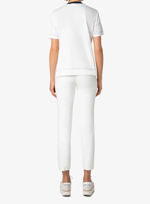 Shirt wit met marine stiksels | DELSCHER. Fashion