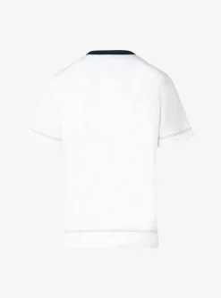 Shirt wit met marine stiksels | DELSCHER. Fashion