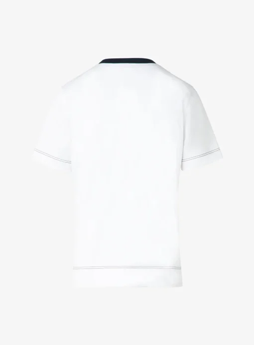 Shirt wit met marine stiksels | DELSCHER. Fashion