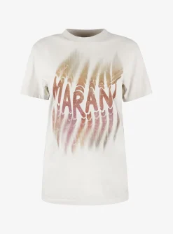 Shirt zoeline beige met logo | DELSCHER. Fashion