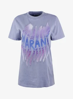 Shirt zoeline blauw lila met logo | DELSCHER. Fashion