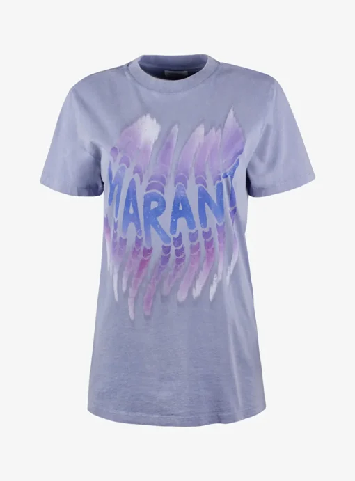 Shirt zoeline blauw lila met logo | DELSCHER. Fashion