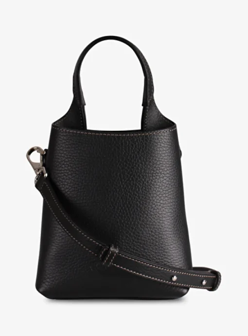 shopping bag crossbody micro leder zwart | DELSCHER. Fashion